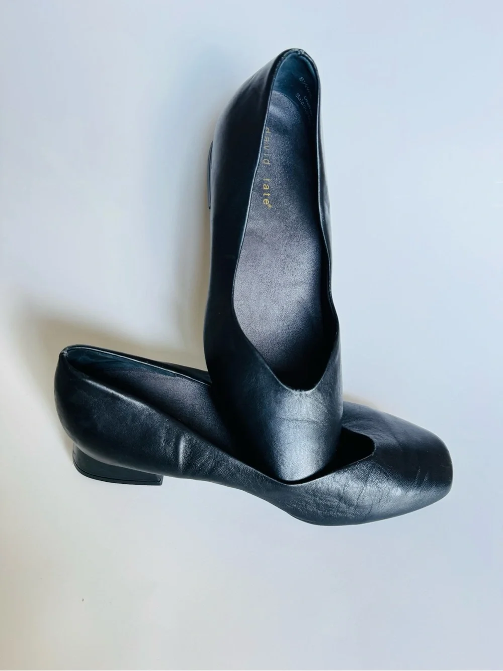 David Tate Black Low Block-Heel Pumps 8 1/2 WW